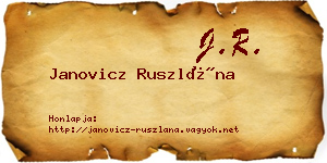 Janovicz Ruszlána névjegykártya